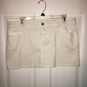 White jean mini skirt